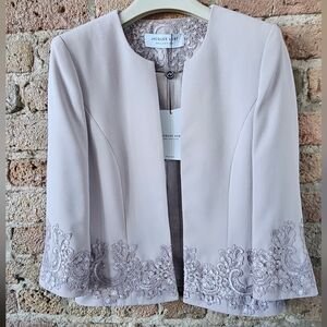 NEW! Jacques Vert Women's Elegant Pastel Purple Embroidered Blazer